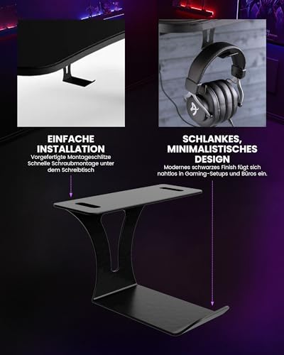 Arozzi Headset-Halterung Untertisch – Robuster Kopfhörerhalter aus Metall, Platzsparende Gaming-Headset-Halterung, Einfache Installation, Minimalistischer Schreibtisch-Organizer Bild 3