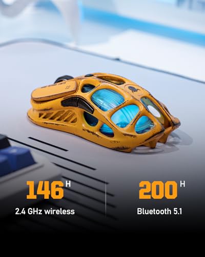 GravaStar Mercury M1 Pro Kabellos Gaming Maus, Leichtes Magnesium Wireless Gaming Mouse, 26.000 DPI, PAW3395DM, 5 Programmierbare Tasten, 2.4GHz/BT/Kabel, RGB, 4K Polling Rate-Gelb Bild 4