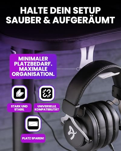 Arozzi Headset-Halterung Untertisch – Robuster Kopfhörerhalter aus Metall, Platzsparende Gaming-Headset-Halterung, Einfache Installation, Minimalistischer Schreibtisch-Organizer Bild 2