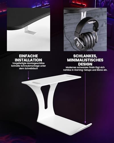 Arozzi Headset-Halterung Untertisch – Robuster Kopfhörerhalter aus Metall, Platzsparende Gaming-Headset-Halterung, Einfache Installation, Minimalistischer Schreibtisch-Organizer Bild 3