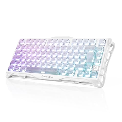 GravaStar Mercury K1 Lite 75% Gaming Tastatur, QWERTZ Gaming Tastatur Kabellos,2,4GHz/Bluetooth/Kabel Tri-Mode, Gasket Hot Swap Mechanisch Tastatur,RGB Beleuchtung - Crystal Aurora Bild 1