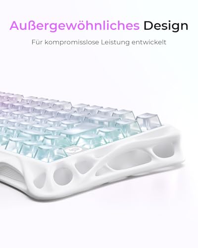 GravaStar Mercury K1 Lite 75% Gaming Tastatur, QWERTZ Gaming Tastatur Kabellos,2,4GHz/Bluetooth/Kabel Tri-Mode, Gasket Hot Swap Mechanisch Tastatur,RGB Beleuchtung - Crystal Aurora Bild 5