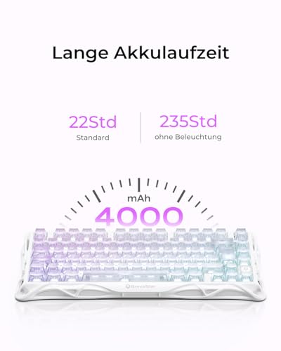 GravaStar Mercury K1 Lite 75% Gaming Tastatur, QWERTZ Gaming Tastatur Kabellos,2,4GHz/Bluetooth/Kabel Tri-Mode, Gasket Hot Swap Mechanisch Tastatur,RGB Beleuchtung - Crystal Aurora Bild 7