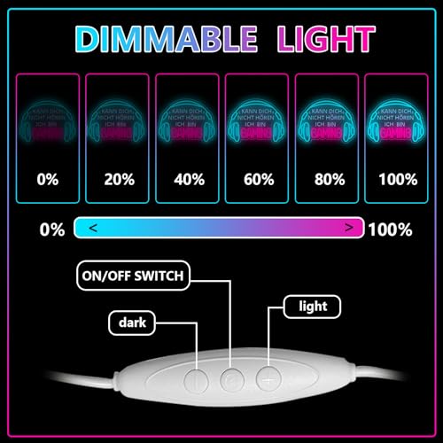Kann Dich Nicht Hören Ich Bin Gaming Neon Schild,Helles Dimmbares Gaming LED Schild Headset Gamerlicht,Game Neon Schild für Gaming Deko Zimmer,Spielzone Schild,Jungen Schlafzimmer Gaming Zubehör Deko Bild 4