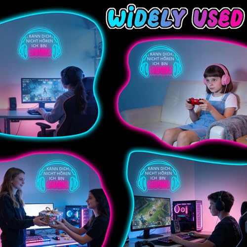 Kann Dich Nicht Hören Ich Bin Gaming Neon Schild,Helles Dimmbares Gaming LED Schild Headset Gamerlicht,Game Neon Schild für Gaming Deko Zimmer,Spielzone Schild,Jungen Schlafzimmer Gaming Zubehör Deko Bild 5