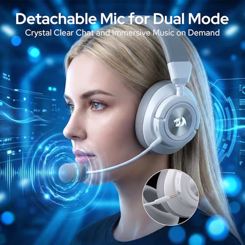 Redragon H889 Kabelloses Gaming-Headset 4-in-1 (2,4 GHz/BT/USB/3,5 mm), 51 h Akkulaufzeit, Laden während des Spielens, 7.1 Surround Sound, 53 mm Treiber, abnehmbares Mikrofon, für Multi-Plattform Bild 4
