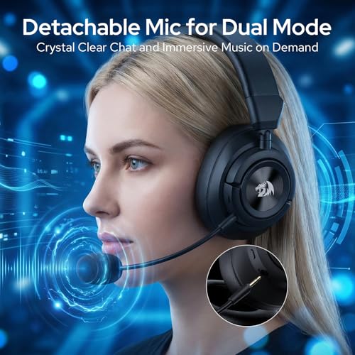 Redragon H889 Kabelloses Gaming-Headset 4-in-1 (2,4 GHz/BT/USB/3,5 mm), 51 h Akkulaufzeit, Laden während des Spielens, 7.1 Surround Sound, 53 mm Treiber, abnehmbares Mikrofon, für Multi-Plattform Bild 5