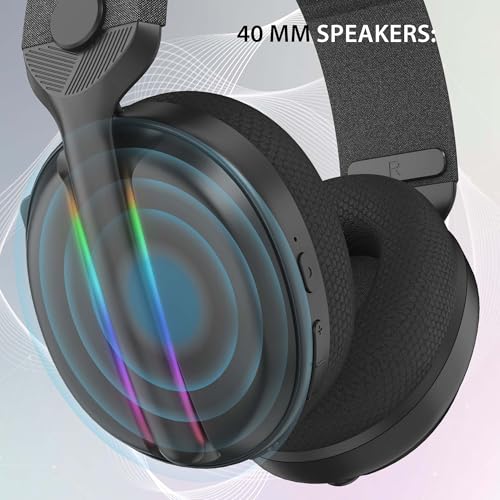SUBSONIC - Gaming-Headset Vektra - Kabelloses Headset mit RGB-LEDs und Einziehbarem Mikrofon, Headset-Steuerung, Stereoklang - Kompatibel mit PS5, Xbox, Switch 2, Switch, PC und Smartphone - Schwarz Bild 2