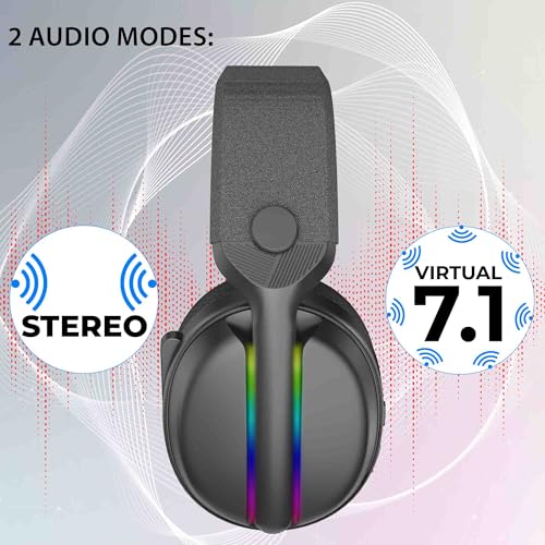 SUBSONIC - Gaming-Headset Vektra - Kabelloses Headset mit RGB-LEDs und Einziehbarem Mikrofon, Headset-Steuerung, Stereoklang - Kompatibel mit PS5, Xbox, Switch 2, Switch, PC und Smartphone - Schwarz Bild 5