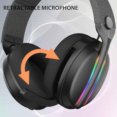 SUBSONIC - Gaming-Headset Vektra - Kabelloses Headset mit RGB-LEDs und Einziehbarem Mikrofon, Headset-Steuerung, Stereoklang - Kompatibel mit PS5, Xbox, Switch 2, Switch, PC und Smartphone - Schwarz Bild 6