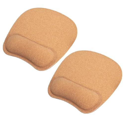 Cabilock 2 Stück Ergonomische Maus Handgelenkauflagen aus Kork rutschfeste Gepolsterte Mauspads für Laptoppc Handgelenkstütze für Büro und Gaming Bild 1