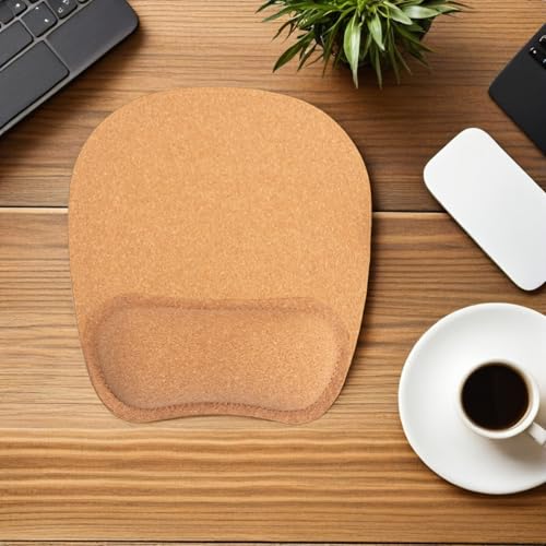 Cabilock 2 Stück Ergonomische Maus Handgelenkauflagen aus Kork rutschfeste Gepolsterte Mauspads für Laptoppc Handgelenkstütze für Büro und Gaming Bild 5
