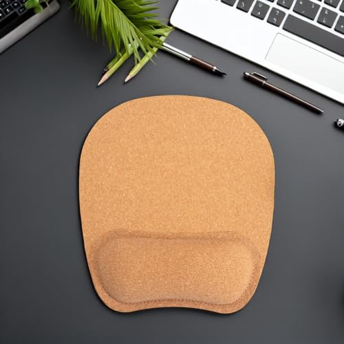 Cabilock 2 Stück Ergonomische Maus Handgelenkauflagen aus Kork rutschfeste Gepolsterte Mauspads für Laptoppc Handgelenkstütze für Büro und Gaming Bild 6