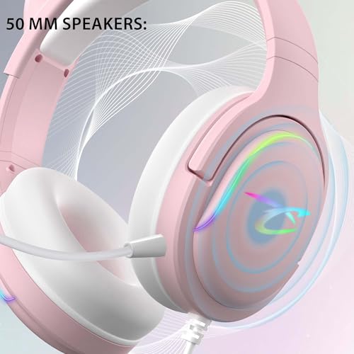 SUBSONIC – Gaming-Headset Spectra. Headset für PS5, PS4, PC, Xbox - 50 mm-Lautsprecher, Neigbares Mikrofon, Dynamische RGB-LEDs, Fernbedienung mit Integrierter Lautstärkeregelung und Stummschalttaste Bild 2