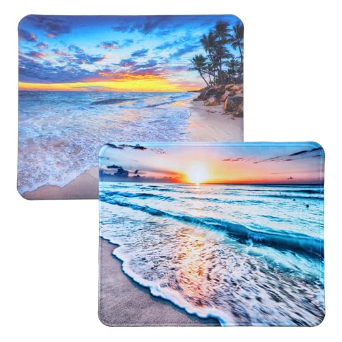 Sibba Beach Sunset Mauspad 2 Stück rutschfeste Gummibasis Gaming Mauspads für kabellose Mäuse Laptop Büro Schreibtisch Computerzubehör farbenfrohe kleine Mauspads wasserfestes Design für PC Homeoffice Bild 2