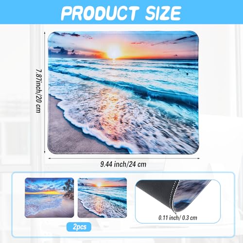 Sibba Beach Sunset Mauspad 2 Stück rutschfeste Gummibasis Gaming Mauspads für kabellose Mäuse Laptop Büro Schreibtisch Computerzubehör farbenfrohe kleine Mauspads wasserfestes Design für PC Homeoffice Bild 3