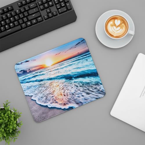 Sibba Beach Sunset Mauspad 2 Stück rutschfeste Gummibasis Gaming Mauspads für kabellose Mäuse Laptop Büro Schreibtisch Computerzubehör farbenfrohe kleine Mauspads wasserfestes Design für PC Homeoffice Bild 6