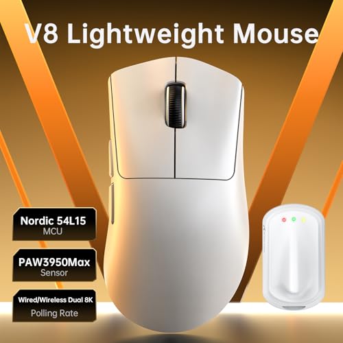 MAMBASNAKE x Attack Shark V8 Wireless Gaming Mouse, 59g Ultra-Lightweight, PAW3950MAX Sensor, Shark 8K Dongle, Tri-Mode (2.4G/Bluetooth/Wired), Right-Hand Ergonomic Design, Web-Based Software Bild 2