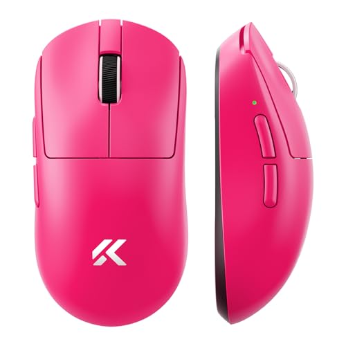 MCHOSE A7 V2 Pro Ultraleicht 59 g Kabellose Gaming-Maus, 26000 DPI Sensor, 8000 Hz Abtastrate, 650 IPS, Gaming-Maus mit BT 5.0, 2,4 GHz und Kabel, über 200 Stunden Akkulaufzeit, Rosenrot Bild 1