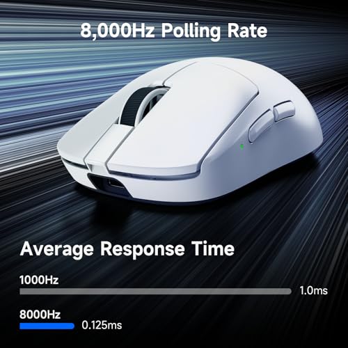 MCHOSE A7 V2 Pro Ultraleicht 59 g Kabellose Gaming-Maus, 26000 DPI Sensor, 8000 Hz Abtastrate, 650 IPS, Gaming-Maus mit BT 5.0, 2,4 GHz und Kabel, über 200 Stunden Akkulaufzeit, Rosenrot Bild 4