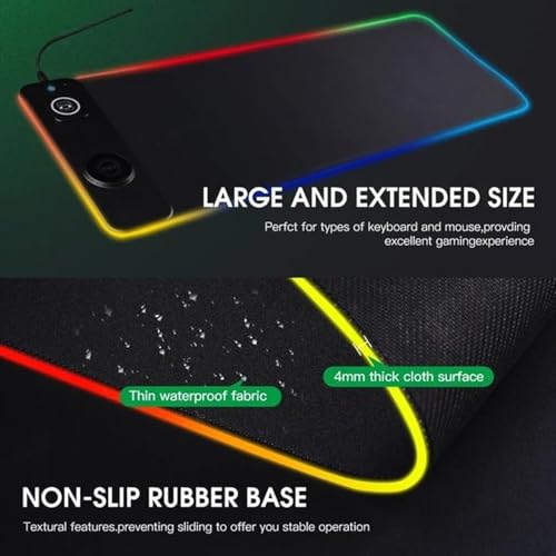 Lighted Pad für Maus – 15 W Magnetic Mouse Matt, Fast Charging Waterproof Anti Slip Keyboard Mat | Extended Large Gaming for Game PC Mobile Phone Watch Laptop Desktop Workplace Office Station Bild 4