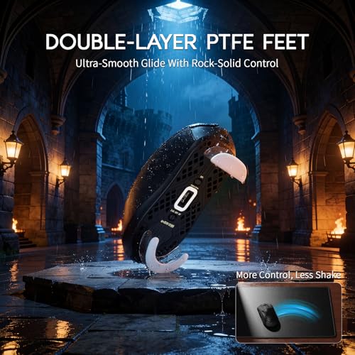MAMBASNAKE M2 Carbonfaser Kabellose Gaming-Maus, 41g Superlight, 40000 DPI, PAW3395PRO-Sensor, BK52820-Chip, Ice-Feel-Beschichtung, BT/2.4G/Kabelgebundene, PTFE-Gleitfüße, Grip Tape, PC/Mac, Schwarz Bild 6