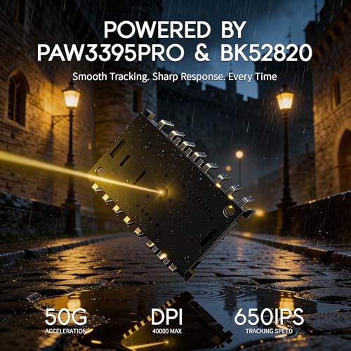 MAMBASNAKE M2 Carbonfaser Kabellose Gaming-Maus, 41g Superlight, 40000 DPI, PAW3395PRO-Sensor, BK52820-Chip, Ice-Feel-Beschichtung, BT/2.4G/Kabelgebundene, PTFE-Gleitfüße, PC/Mac, Schwarz Bild 4