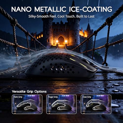 MAMBASNAKE M2 Carbonfaser Kabellose Gaming-Maus, 41g Superlight, 40000 DPI, PAW3395PRO-Sensor, BK52820-Chip, Ice-Feel-Beschichtung, BT/2.4G/Kabelgebundene, PTFE-Gleitfüße, PC/Mac, Schwarz Bild 6