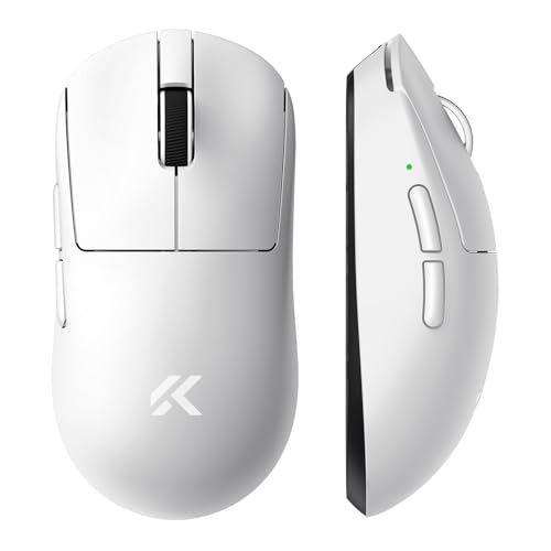 MCHOSE A7 V2 Pro Ultraleicht 59 g Kabellose Gaming-Maus, 26000 DPI Sensor, 8000 Hz Abtastrate, 650 IPS, Gaming-Maus mit BT 5.0, 2,4 GHz und Kabel, über 200 Stunden Akkulaufzeit, Weiß Bild 1