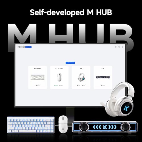 MCHOSE A7 V2 Pro Ultraleicht 59 g Kabellose Gaming-Maus, 26000 DPI Sensor, 8000 Hz Abtastrate, 650 IPS, Gaming-Maus mit BT 5.0, 2,4 GHz und Kabel, über 200 Stunden Akkulaufzeit, Weiß Bild 7
