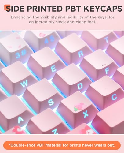 DAREU EK98PRO Sakura Pink Mechanische Gaming Tastatur, 2.4Ghz/BT5.1/USB-C Mechanical Keyboard, 98% QWERTY RGB Gaming Tastatur Kabellos mit Seitlich Graviert, Gasket Mount, Hot Swap,Linear Cloud Switch Bild 5