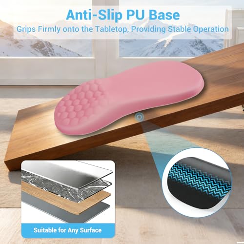 Ergonomisches Mauspad, 2-in-1Mousepad mit Handgelenkauflage und Massage-Noppen, Memory Schaum Gaming Mauspad mit Rutschfester PU-Basis, Schmerzen Lindern, für Alle Maus PC Offfice Pro Gamer, Rosa Bild 4
