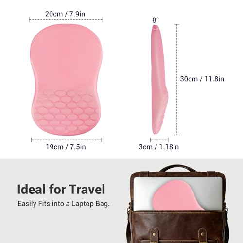 Ergonomisches Mauspad, 2-in-1Mousepad mit Handgelenkauflage und Massage-Noppen, Memory Schaum Gaming Mauspad mit Rutschfester PU-Basis, Schmerzen Lindern, für Alle Maus PC Offfice Pro Gamer, Rosa Bild 6