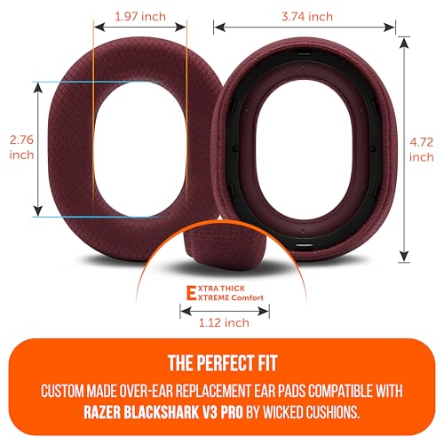 WC Freeze Blackshark V3 Pro – Kühlende Gel-Ohrpolster kompatibel mit Razer BlackShark V3 Pro von Wicked Cushions | Verbesserter Komfort, Kühlgel-Technologie, extra dick | Red Bild 5
