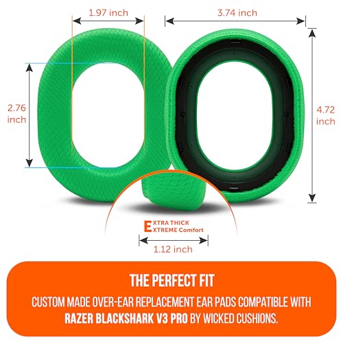 WC Freeze Blackshark V3 Pro – Kühlende Gel-Ohrpolster kompatibel mit Razer BlackShark V3 Pro von Wicked Cushions | Verbesserter Komfort, Kühlgel-Technologie, extra dick | Neon Green Bild 5
