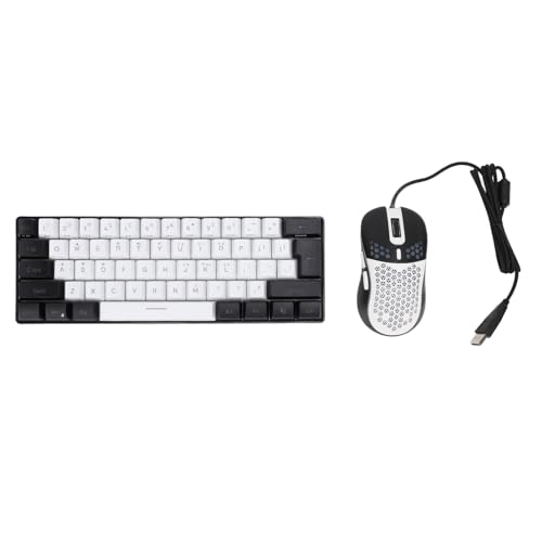 Asixxsix Mechanische Gaming-Tastatur, 61 Tasten, RGB-LED-Hintergrundbeleuchtung, Anti-Ghosting, ergonomisch, kabelgebunden, und Maus für PC, Mac, Gamer und (Weißer schwarzer Rahmen in der Mitte) Bild 1