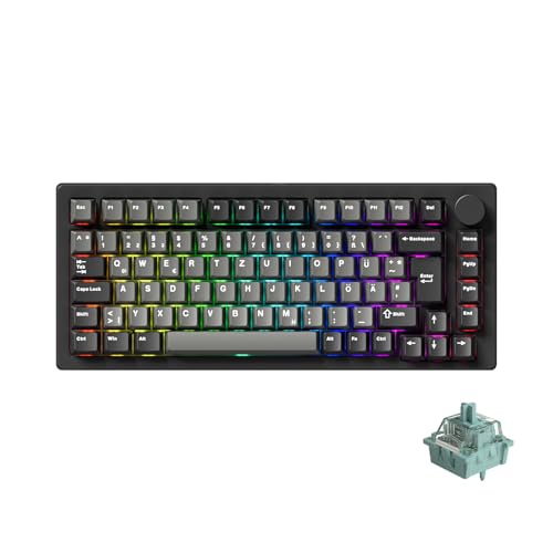 MONSGEEK M1 V5 TMR Gaming Tastatur, QWERTZ-Layout, 8.000 Hz Abtastrate, RT0.01mm 2,4 GHz kabellos/Bluetooth 5.0/USB-C kabelgebunden, Aluminiumtastatur (Schwarz & Silber, AstroAim Magnetschalter) Bild 1