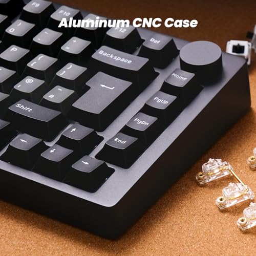 MONSGEEK M1 V5 TMR Gaming Tastatur, QWERTZ-Layout, 8.000 Hz Abtastrate, RT0.01mm 2,4 GHz kabellos/Bluetooth 5.0/USB-C kabelgebunden, Aluminiumtastatur (Schwarz & Silber, AstroAim Magnetschalter) Bild 4