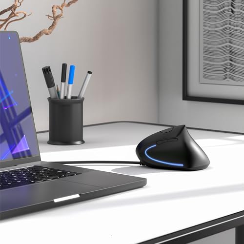 CSL - optische Maus kabelgebunden 6400 DPI - vertikale Ausführung - ergonomisches Design - Vorbeugung gegen Mausarm Tennisarm - besonders armschonend - 5 Tasten Schwarz Bild 6