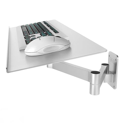 Verstellbare Aluminium-Wandhalterung für Tastatur und Maus, 360° drehbar, mit Handgelenkstütze, platzsparende Schreibtischlösung für Home Office und Gaming Bild 1