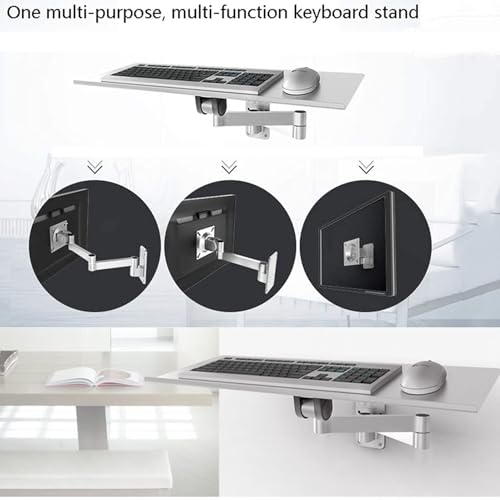 Verstellbare Aluminium-Wandhalterung für Tastatur und Maus, 360° drehbar, mit Handgelenkstütze, platzsparende Schreibtischlösung für Home Office und Gaming Bild 3