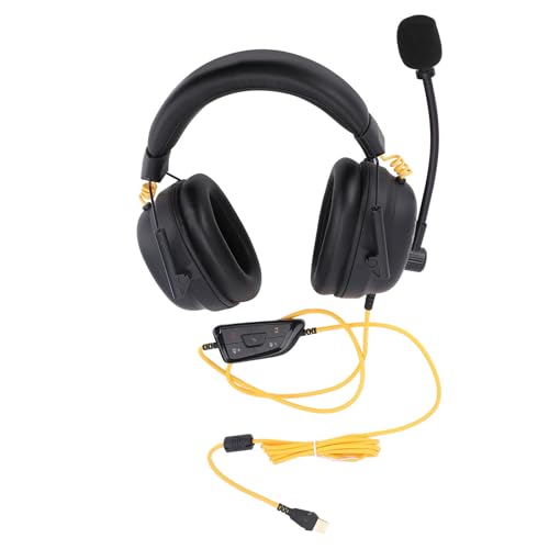 Fabater Kabelgebundenes USB-Gaming-Headset mit Geräuschunterdrückung, 50-mm-Treibereinheit für Umgebendes Schallfeld, AI-Mikrofon, Langes Kabel für Grenzenloses Gaming, ABS, PC (Black) Bild 4