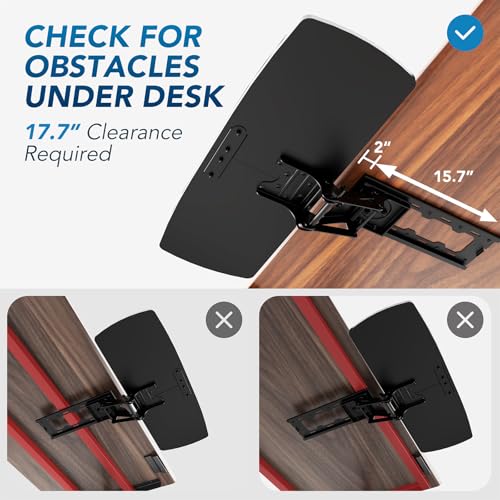 Keyboard-Ablage unter Tisch mit Schublade, höhenverstellbar, ausziehbar, 360° schwenk- und neigbar, ergonomische Unter-Tisch-Montage für Tastatur & Maus, geeignet für Gaming & Home Office, 28'' x 11'' Bild 7