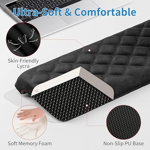 Handgelenkauflage aus Memory-Schaum – ergonomisches, rutschfestes Stützkissen für Tastatur und Maus, ideal für Büro, Gaming und Computerarbeit Bild 4