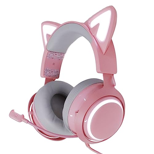 YUYTE Gaming-Headset, Katzenohr-Kopfhörer mit 8-Farben-Touch-Schalter-Licht und Einziehbarem Omnidirektionalem Mikrofon, 3 Soundeffekte für Gaming-Musik-Live-Streaming, Ergonomisches Bild 5