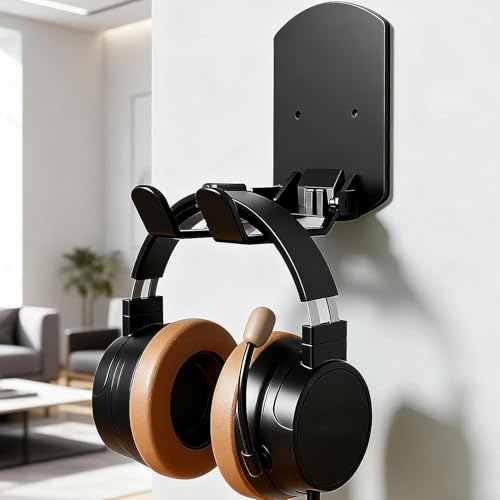No-Tools Gaming-Headset-Aufhänger – stark haftende Halterung für Kopfhörer, Game-Controller, VR-Headset – einfach anzubringender Kabel-Organizer, platzsparender Schreibtisch und Wandaufbewahrung Bild 1