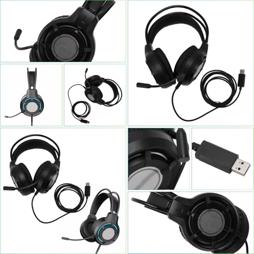RGB Gaming Headset mit Mikrofon USB PC Gaming Kopfhörer mit 2m Kabel Plug & Play, USB Over-Ear Headset für PC Laptop Desktop Bild 7