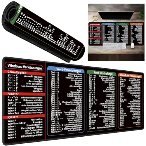 Mauspad XXL, Excel Schreibtischunterlage Deutsch, Gaming Mousepad 600 x 300 MM für Word PPT Windows, Verbessert Geschwindigkeit Mauspad groß Anti Rutsch Schreibtischunterlage für Zuhause Büro Bild 1