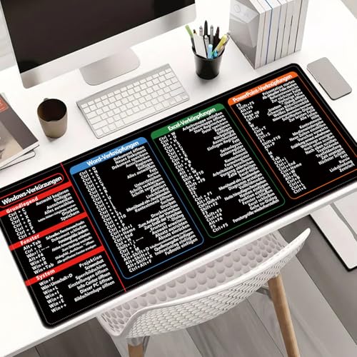 Mauspad XXL, Excel Schreibtischunterlage Deutsch, Gaming Mousepad 600 x 300 MM für Word PPT Windows, Verbessert Geschwindigkeit Mauspad groß Anti Rutsch Schreibtischunterlage für Zuhause Büro Bild 4