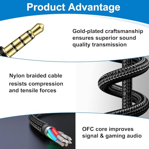 Headset Kabel Ersatz kompatibel mit klinkenkabel Logitech G Pro X G Pro G433 G233, 3,5 mm Kopfhörer Audiokabel Gaming Headset mit Lautstärke Mikrofonsteuerung, geflochtenes Kabel 2 m Bild 3